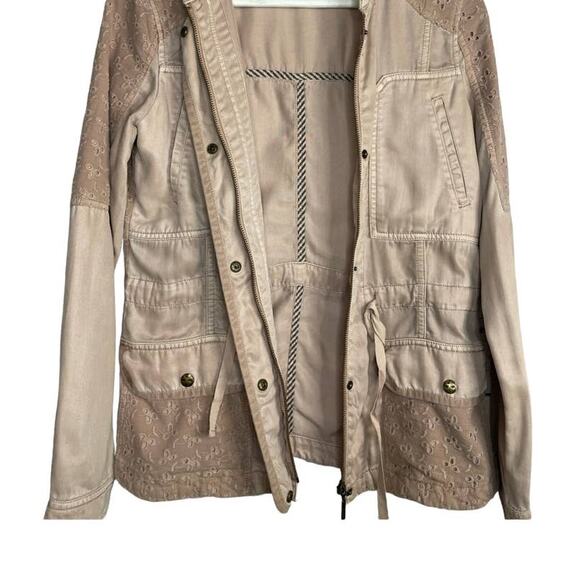 Max Jeans Utility Lightweight Eyelet Pockets Jacket Full Zip Pink Beige Size XS - Picture 5 of 11